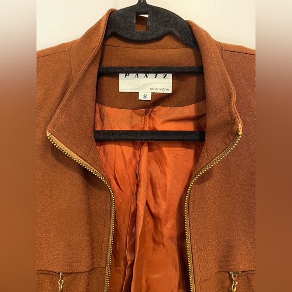 VTG Brown Fitted Zip-Up Blazer Jacket - Picture 3 of 6